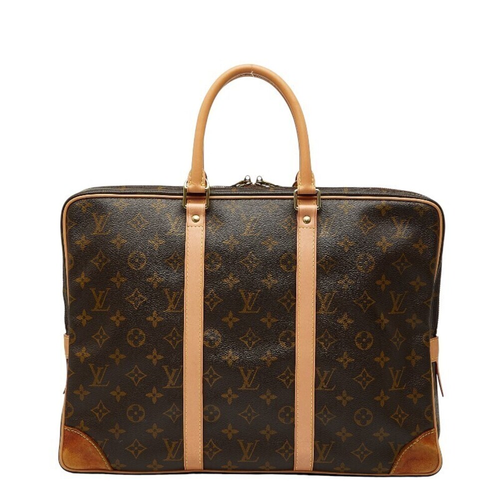 Louis Vuitton Monogram Porte documents Voyage Business Bag Brown Leather